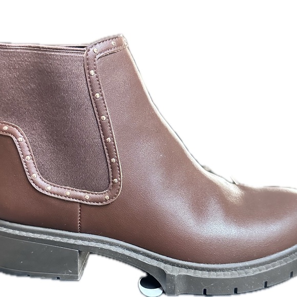 Coach Brown Ankle Booties with Stud Accents - Picture 4 of 7